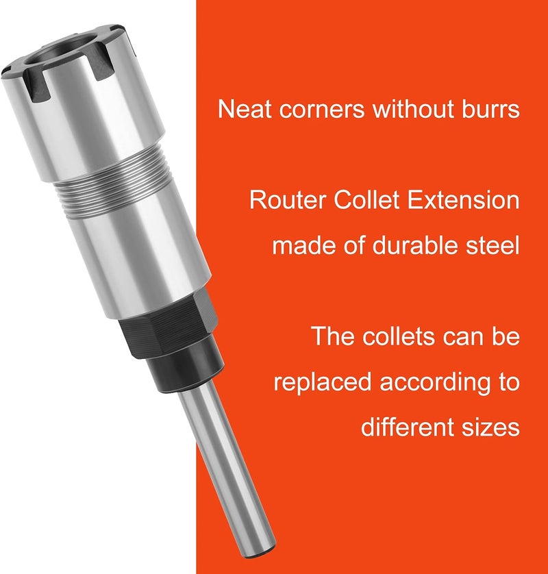 MEIGGTOOL 1/4 Inch Shank Router Bit Extension Collets ER16M Extender Chuck Converter Adapter, Convert 1/8-Inch & 1/4-Inch Shank Bits for Milling Lathe Tool Workholding and CNC Engraving Machine - Image 3